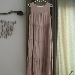 Magaschoni Sleeveless Tiered Maxi Dress in Light Blush